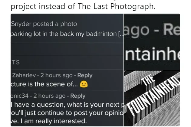 The Fountainhead ch&iacute;nh thức l&agrave; dự &aacute;n tiếp theo của Zack thay v&igrave; The Last Photograph