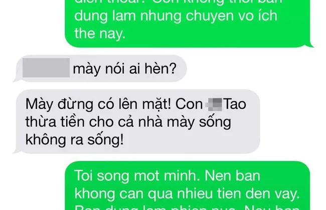 Tin nhăn đe dọa móc mắt mà Tinna chia sẻ lên báo.