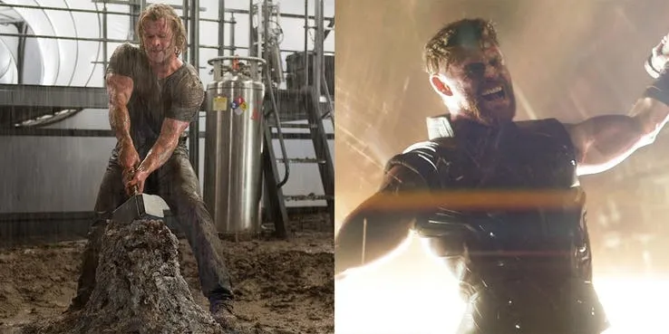 Thor đã bớt ngơ ngáo sau khi bị cắt mất mái tóc lãng tử. Anh cũng bị mất luôn 1 con mắt nhưng được bạn "Thỏ" Rocket tặng lại. (Nguồn: Screen Rant)