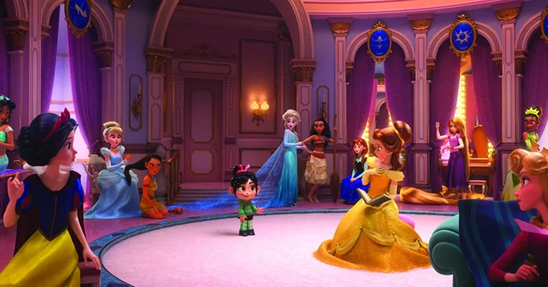 Từ tr&aacute;i qua, c&aacute;c c&ocirc;ng ch&uacute;a của Disney xuất hiện trong phim bao gồm Snow White, Jasmine, Aurora, Pocahontas, Elsa, Moana, Anna, Belle v&agrave; Rapunzel. (IMDb)