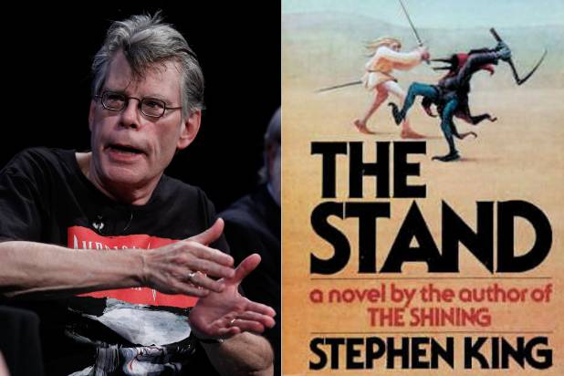 Stephen King và bìa sách The Stand (Getty Images)