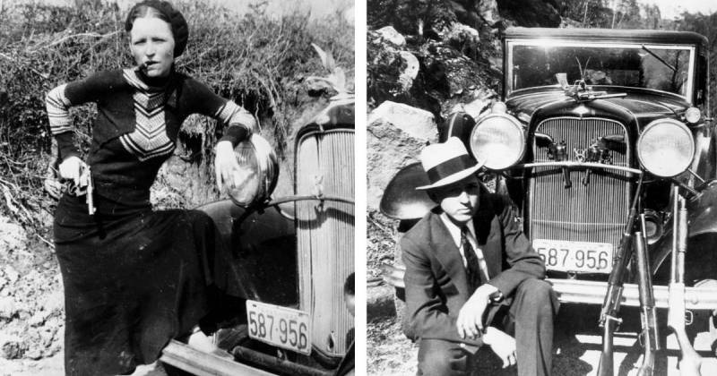 Một số bức ảnh của Bonnie và Clyde mà cảnh sát tìm thấy.