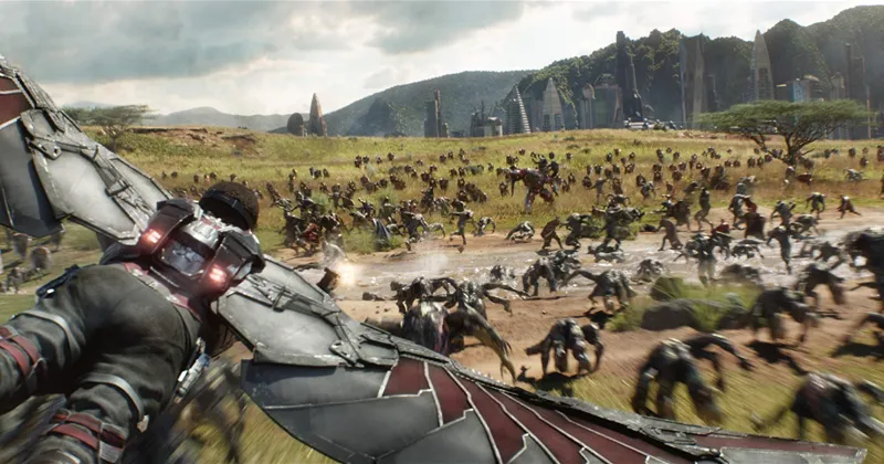 Trận chiến ở Wakanda nổ ra khi quân của Thanos tràn xuống Trái Đất. (Ảnh: IMDb)
