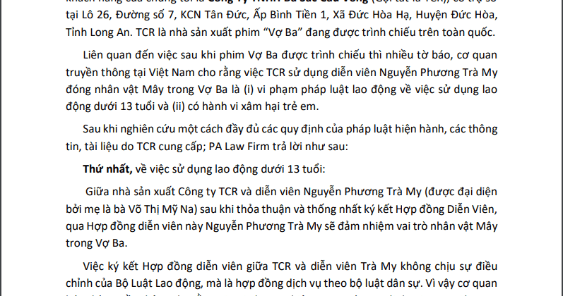 Trích lược văn bản xung quanh các vấn đề pháp lý liên quan đến Vợ Ba