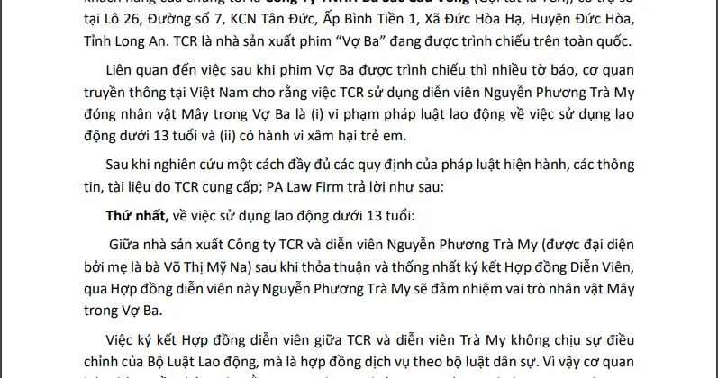 Trích lược văn bản xung quanh các vấn đề pháp lý liên quan đến Vợ Ba