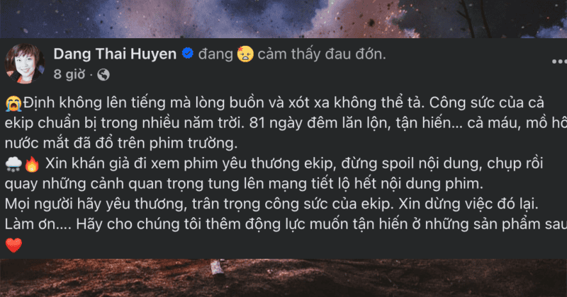 Đạo diễn Đặng Thái Huyền của phim Mưa Đỏ khẩn thiết kêu gọi mọi người không tiết lộ chi tiết phim