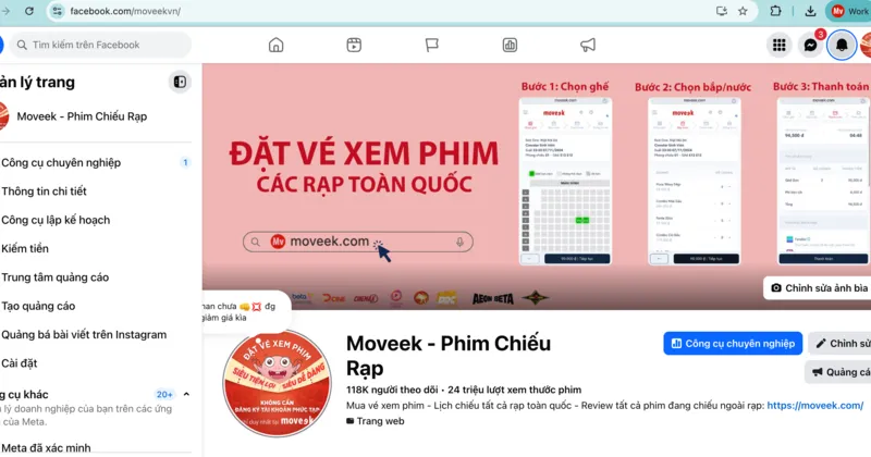 Chương tr&igrave;nh diễn ra tại Facebook: Moveek - Phim Chiếu Rạp