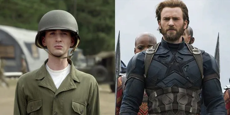 Captain America là mẫu người đột phá nhiều nhất. Từ ngoại hình ốm yếu nhẵn nhụi đến rậm rạp cao to, anh cũng đổi luôn tư tưởng từ ái quốc sang vô chính phủ. (Nguồn: Screen Rant)