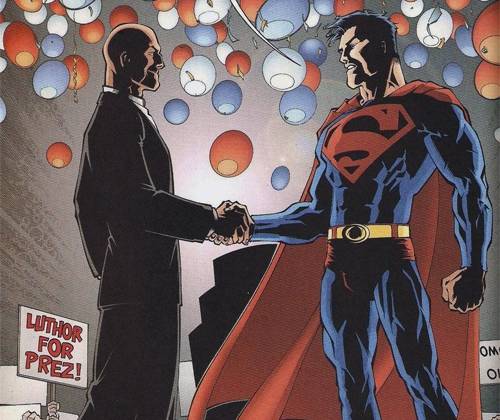 Lex Luthor chính thức trở thành Tổng thống và Superman đích thân đến chúc mừng.