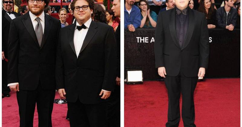 Jonah Hill ở Oscar, năm 2008 (phải, đeo nơ) và năm 2012. Ảnh: WireImage / GettyImage