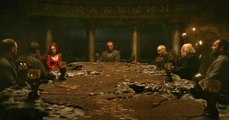 Chiếc b&agrave;n h&igrave;nh bản đồ Westeros đặt tại Dragonstone.