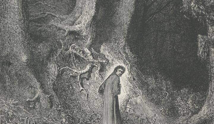 Tranh khắc gỗ của Gustave Doré mô tả một cảnh trong vở Thần khúc (1861–1868); khi Dante bị lạc tại Khổ 1 của phần Hỏa ngục.