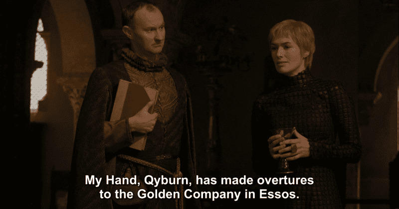 Nữ hoàng Cersei đã bắt đầu đánh tiếng tới Quân Đoàn Vàng ở Essos.