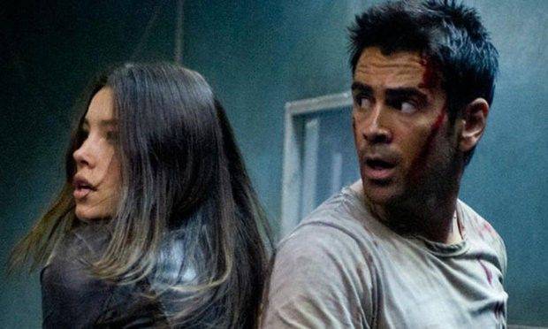 Colin Farrell và Jessica Biel trong một cảnh phim Total Recall. Ảnh: Sony.