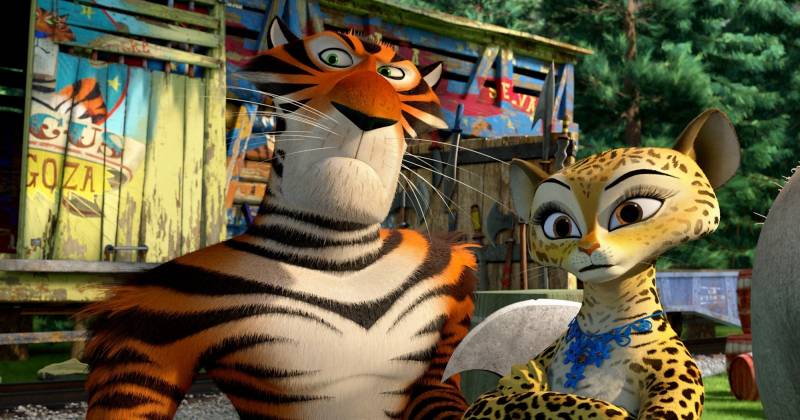 Hổ Vitaly, báo Gia là 2 trong 3 nhân vật mới nổi bật trong Madagascar 3: Europe's Most Wanted. Ảnh: DreamWorks.